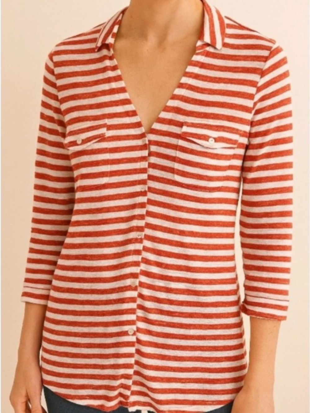 J.McLaughlin linen-blend Brynn button-down - size M
